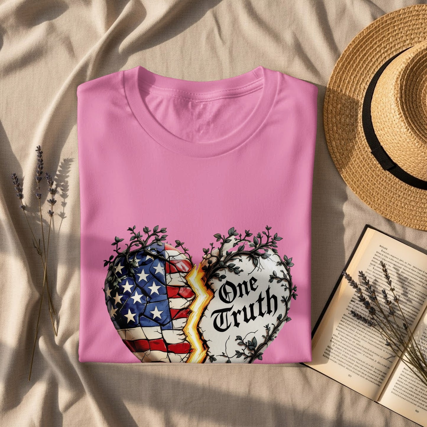 One Truth Heart American Flag Design T-Shirt product