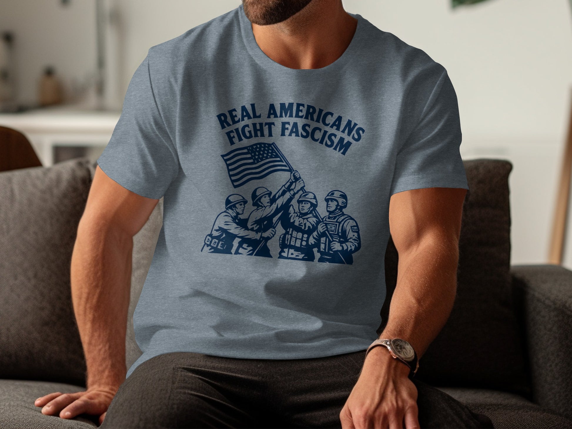 Real Americans Fight Fascism graphic tee