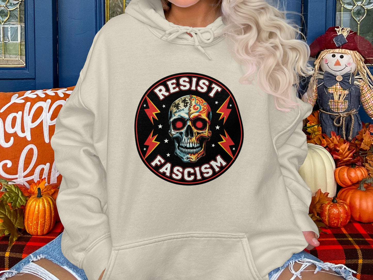 Resist Fascism Skull Hoodie product