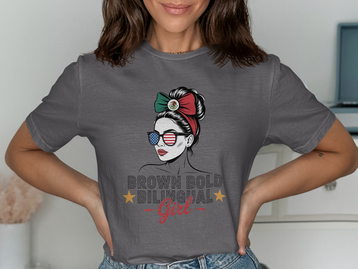 Brown Bold Bilingual Girl Graphic T-shirt product