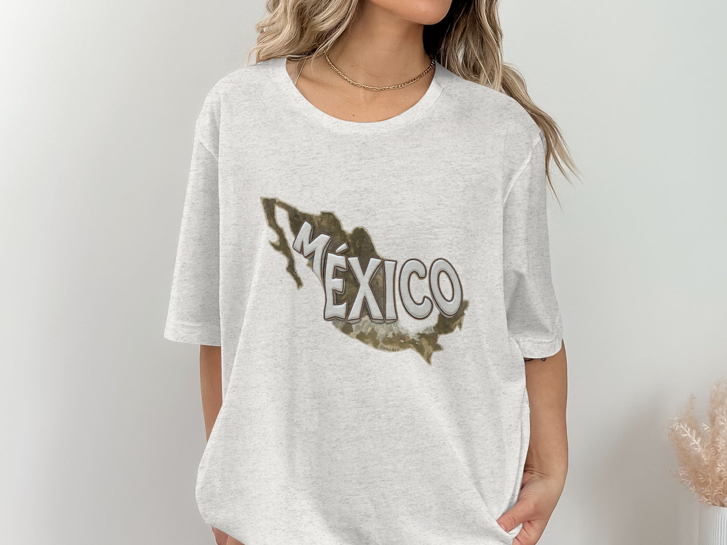 México Printed Graphic White Loose Fit T-Shirt product type
