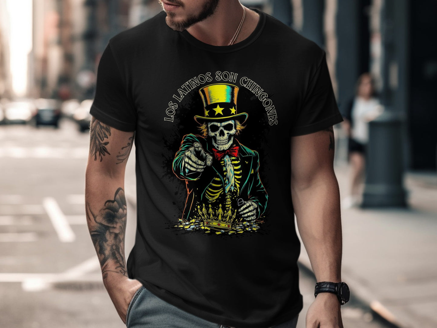 Los Latinos Son Chingones Skeleton Graphic Tee product