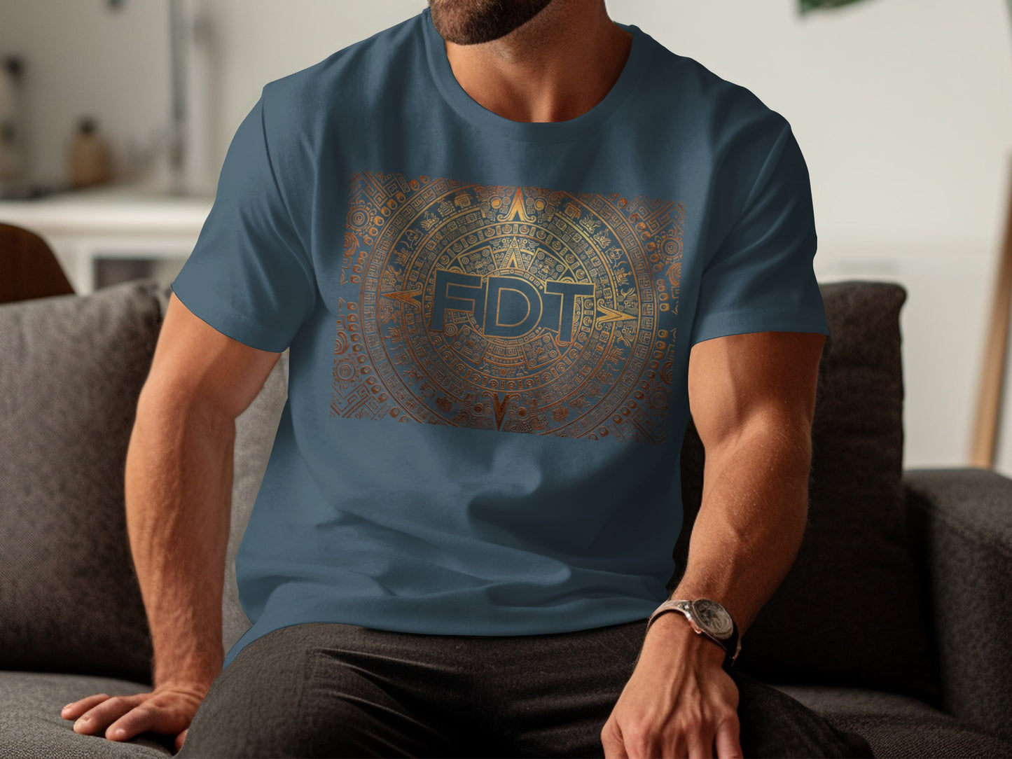 Intricate Aztec Calendar Graphic Men's Shirt product