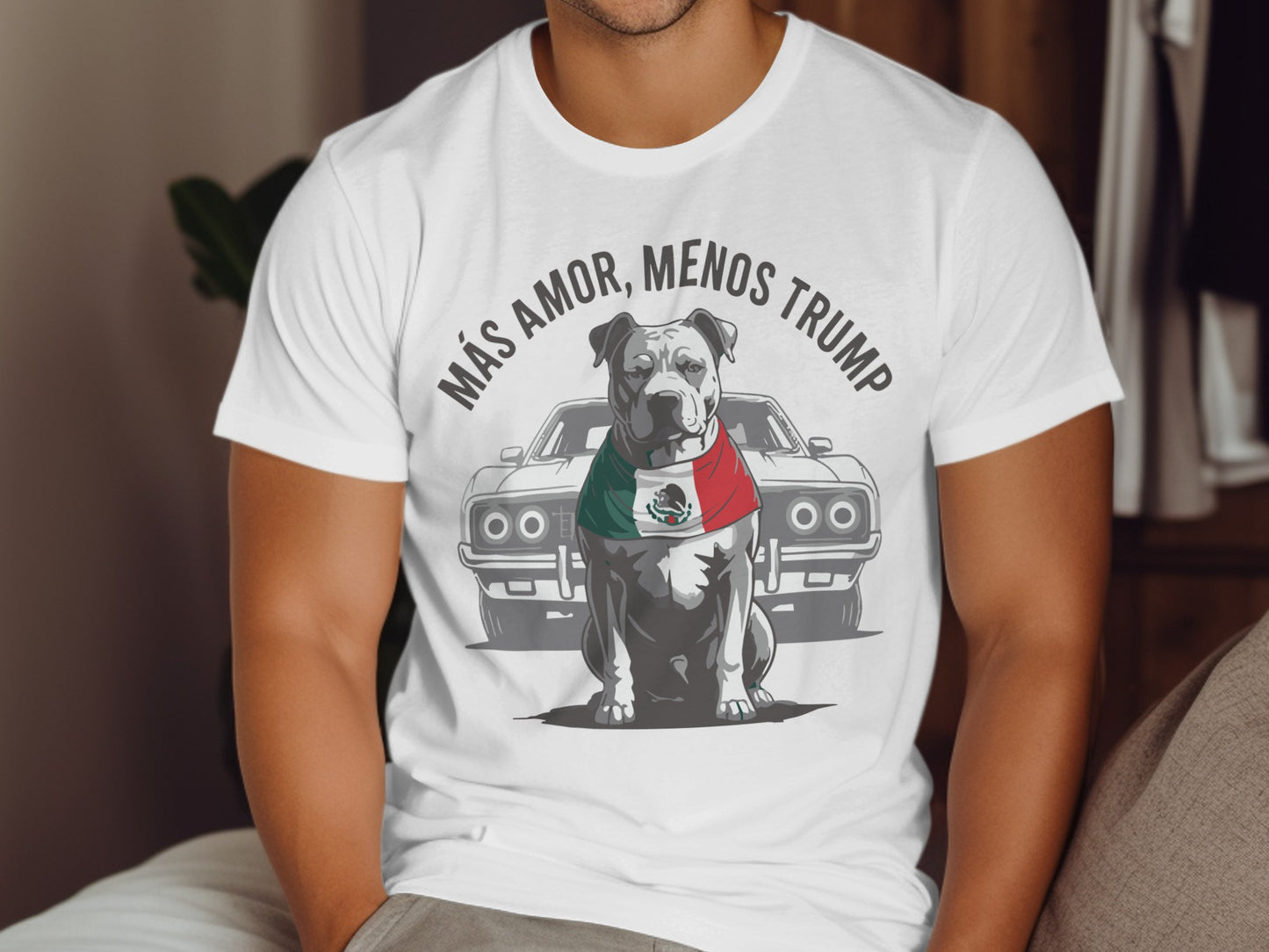 Más Amor Menos Trump Bulldog Graphic Shirt product type