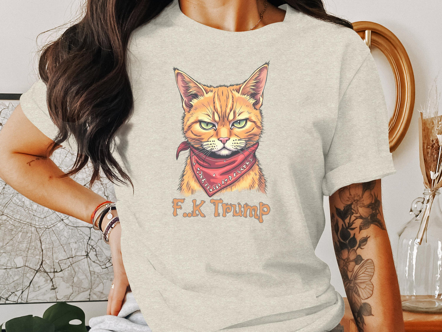 Cat Wearing Bandana F K Trump Graphic Tee product