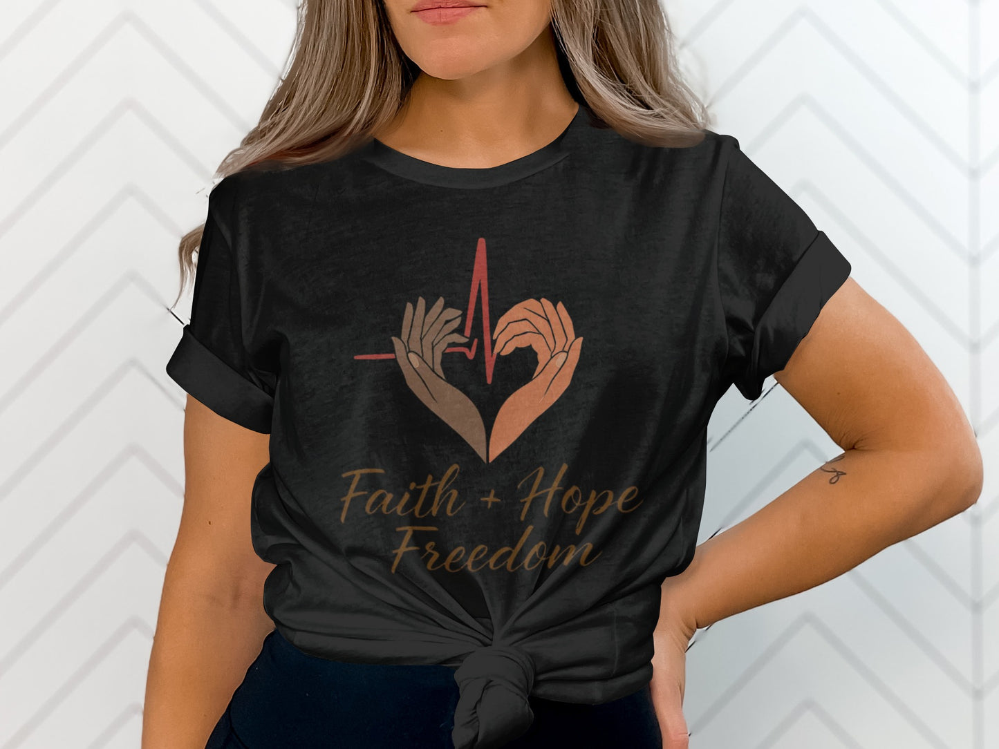 Faith Hope Freedom Heartbeat Design T-shirt product