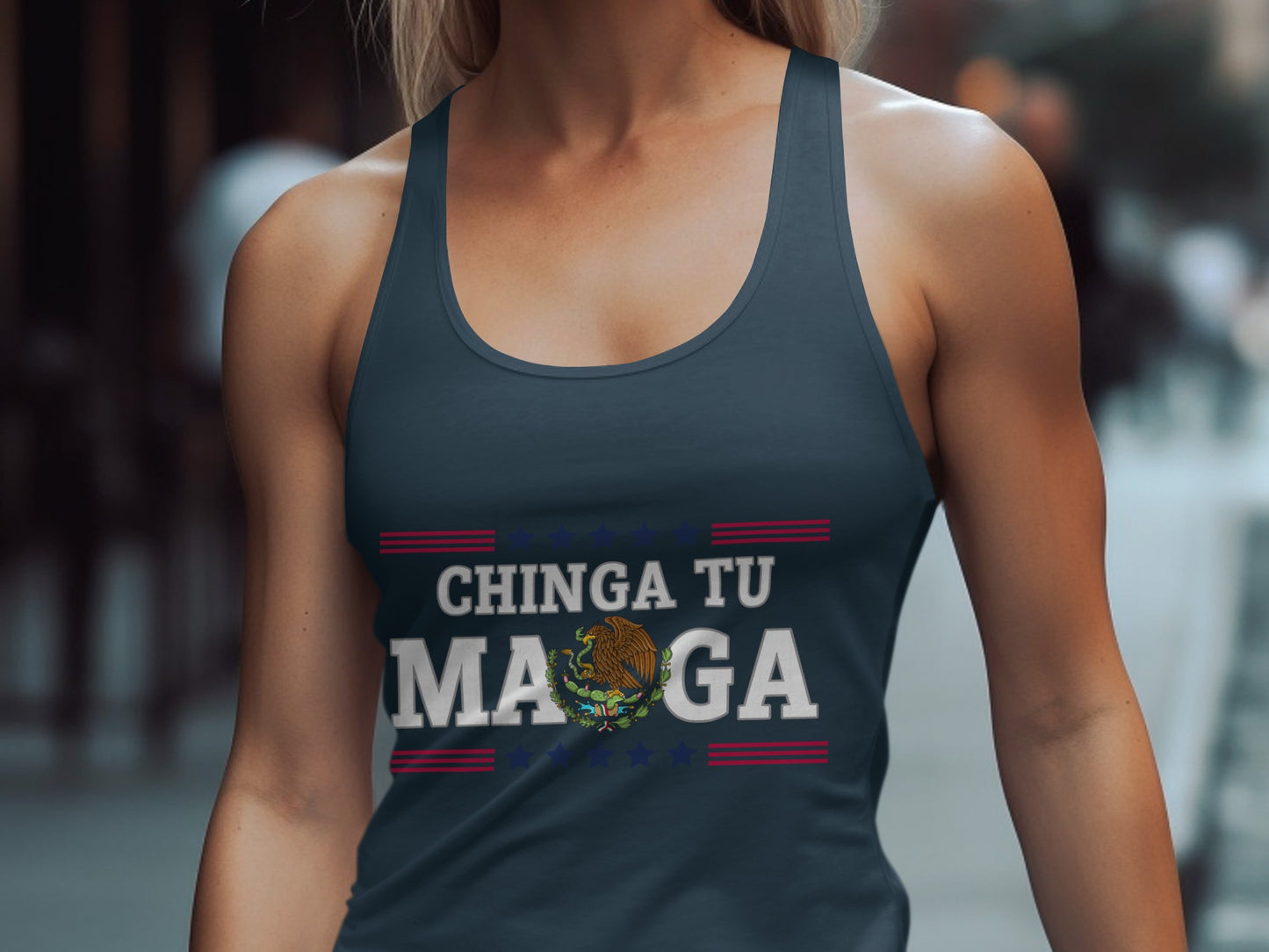 Chinga Tu Maga Tank Top Patriotic Statement Product