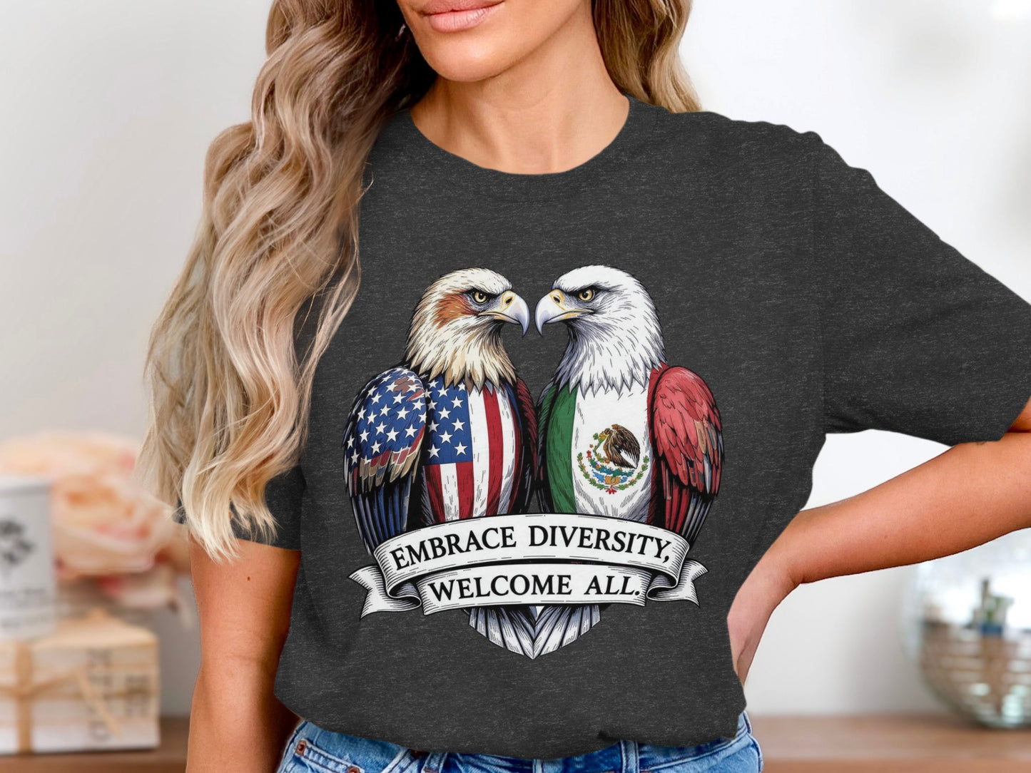 Embrace Diversity Welcome All Eagle Design Shirt Product