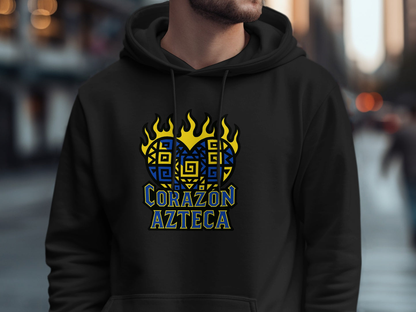 Corazon Azteca Flame Themed Graphic Hoodie product