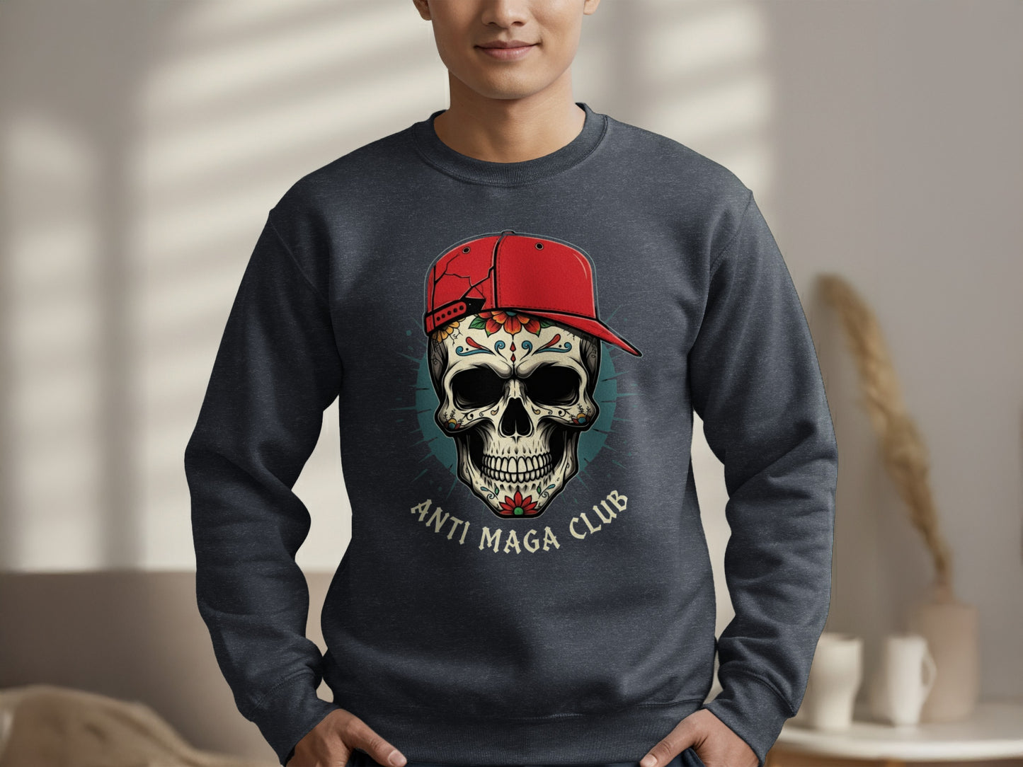 Anti Maga Club Skull Wearing Hat Sweatshirt product
