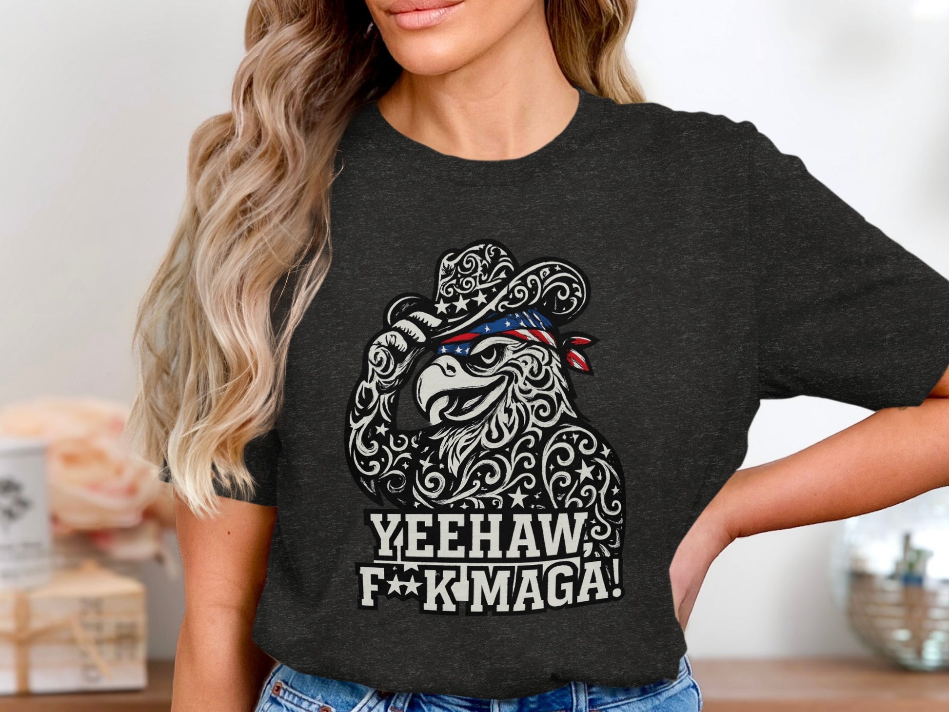 Yeehaw F**k Maga Eagle Graphic Tee Shirt product