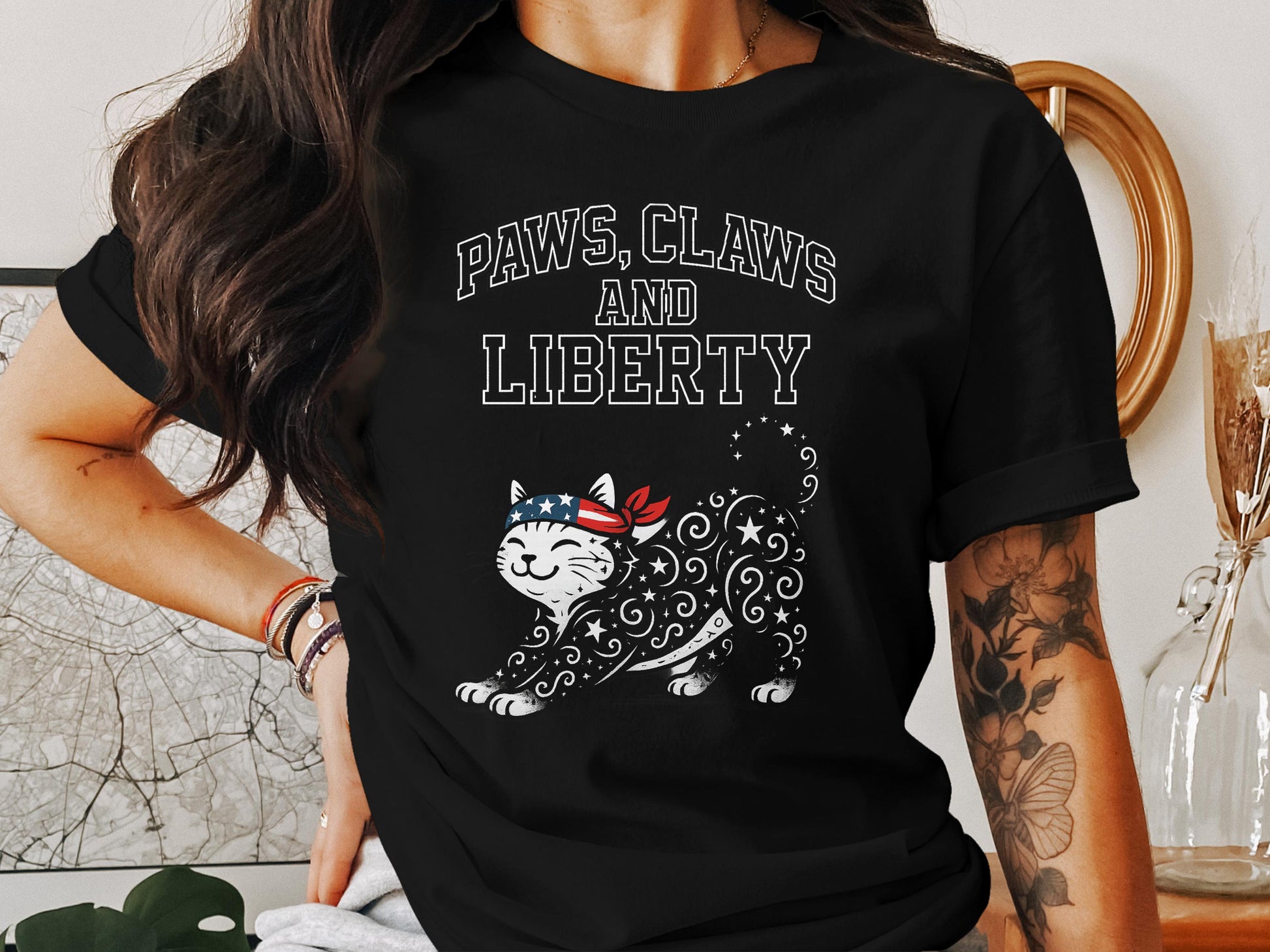 Paws Claws and Liberty Cat T-Shirt product type