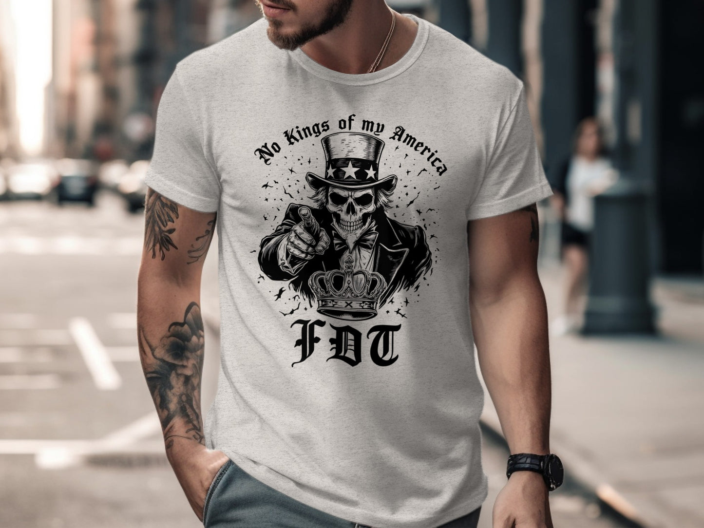 No Kings of My America Skull Design T-shirt product type