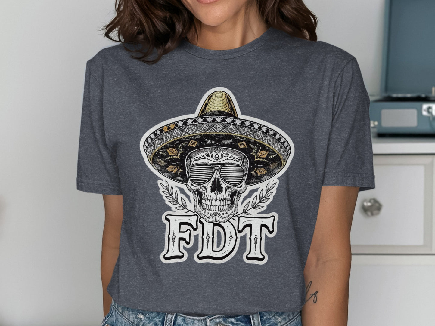 Stylish Skull FDT Graphic Tee Perfect Halloween Product