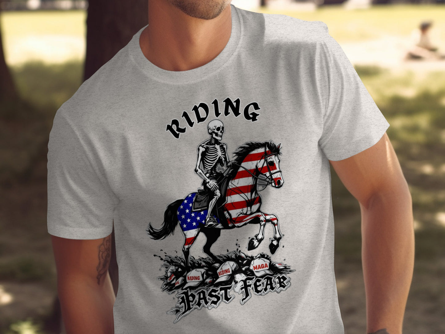Riding Past Fear Skeleton Horse T-shirt product