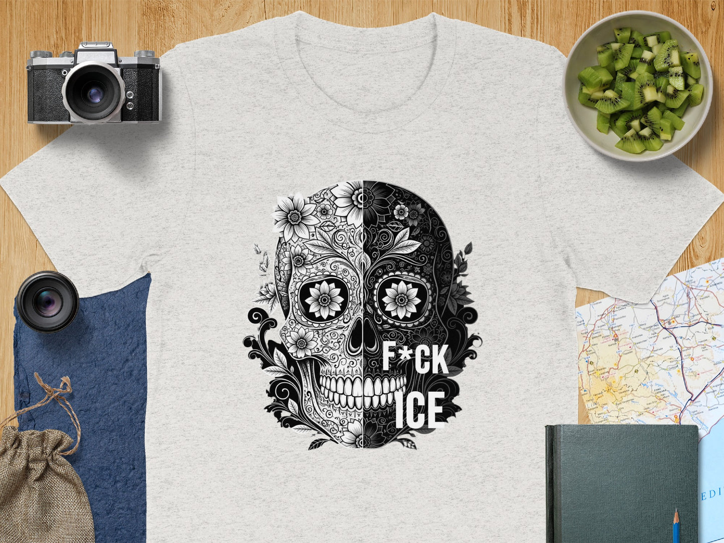 Artistic Floral Skull Design Statement T-shirt product type