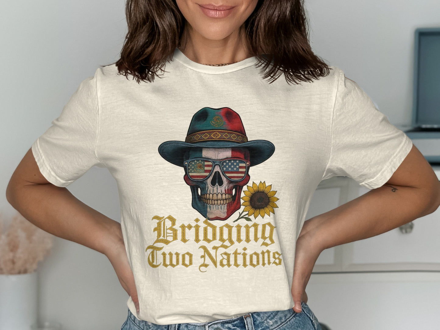 Bridging Two Nations Skull Graphic T-shirt product type