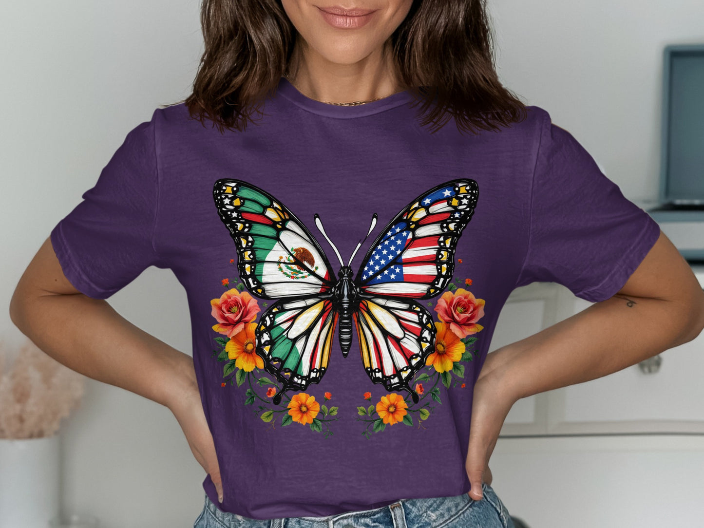 Vibrant Butterfly Graphic Design Tee Shirt product type