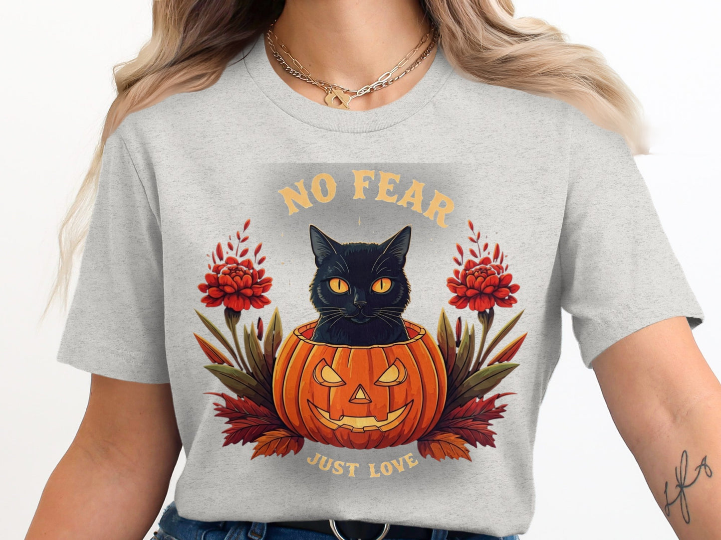 No Fear Just Love Pumpkin Halloween Shirt product