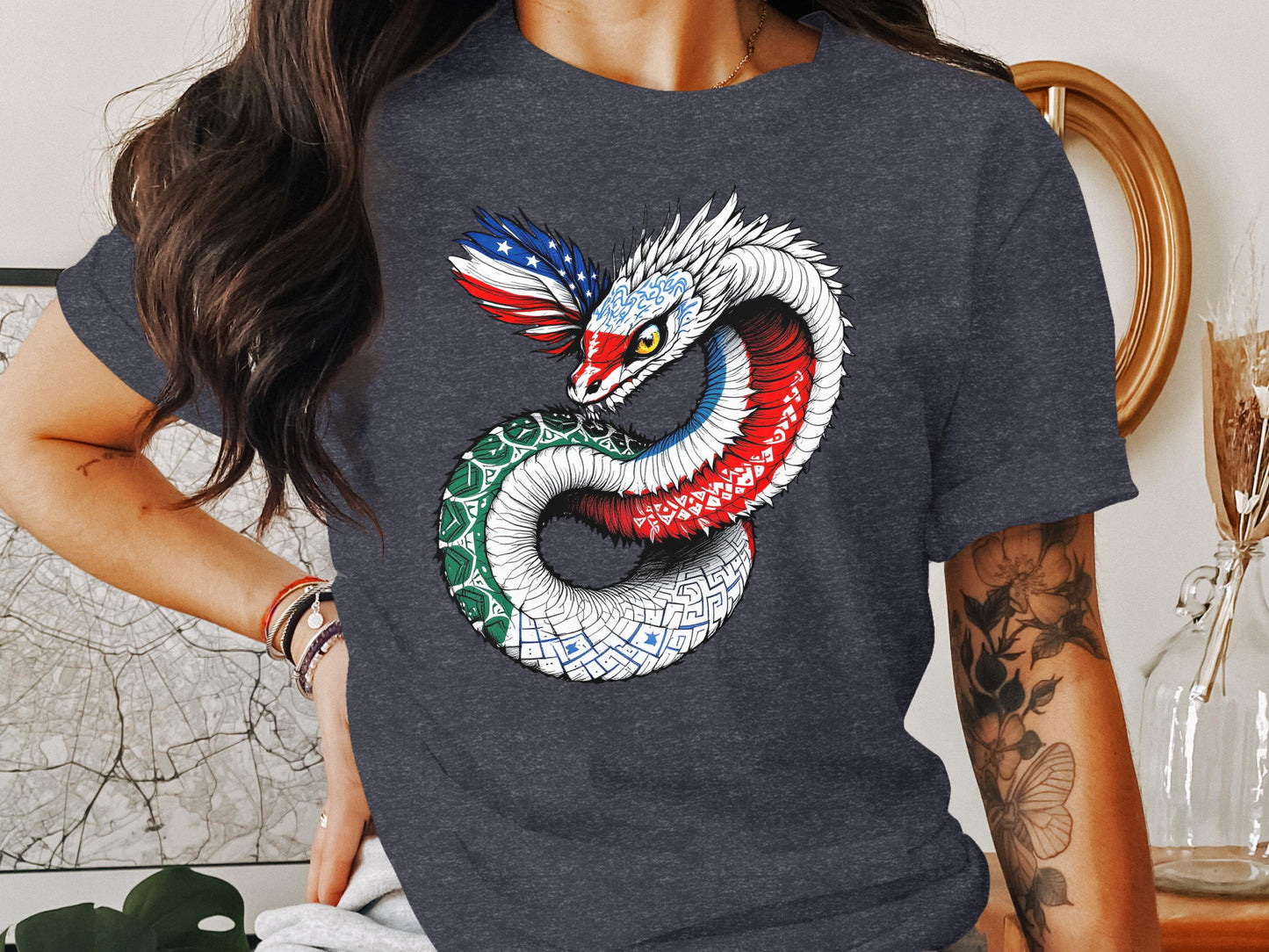 Patriotic Serpent Graphic Tee for Trendy Fashion product