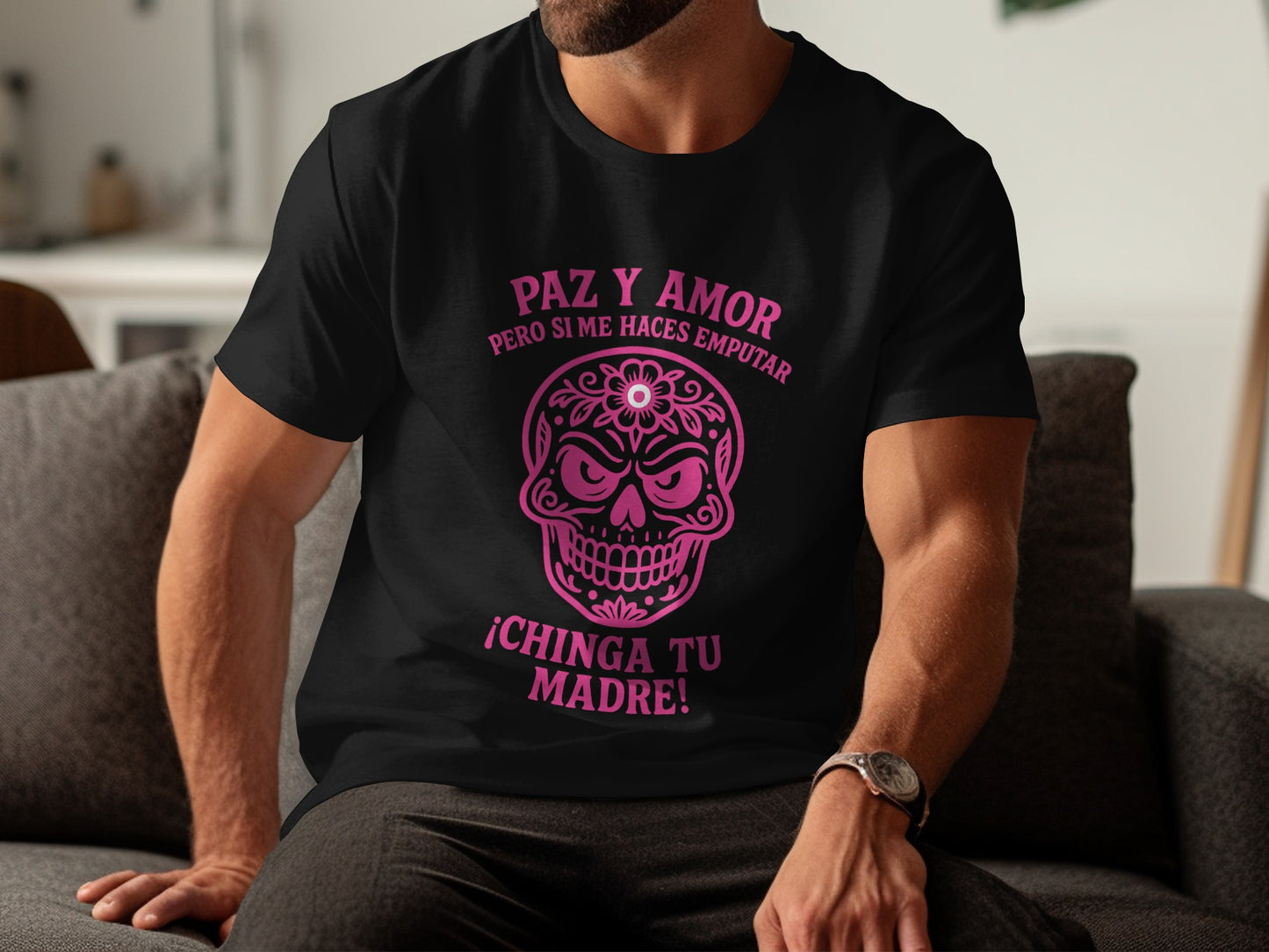 Paz y Amor Chinga tu Madre Skull T-shirt product
