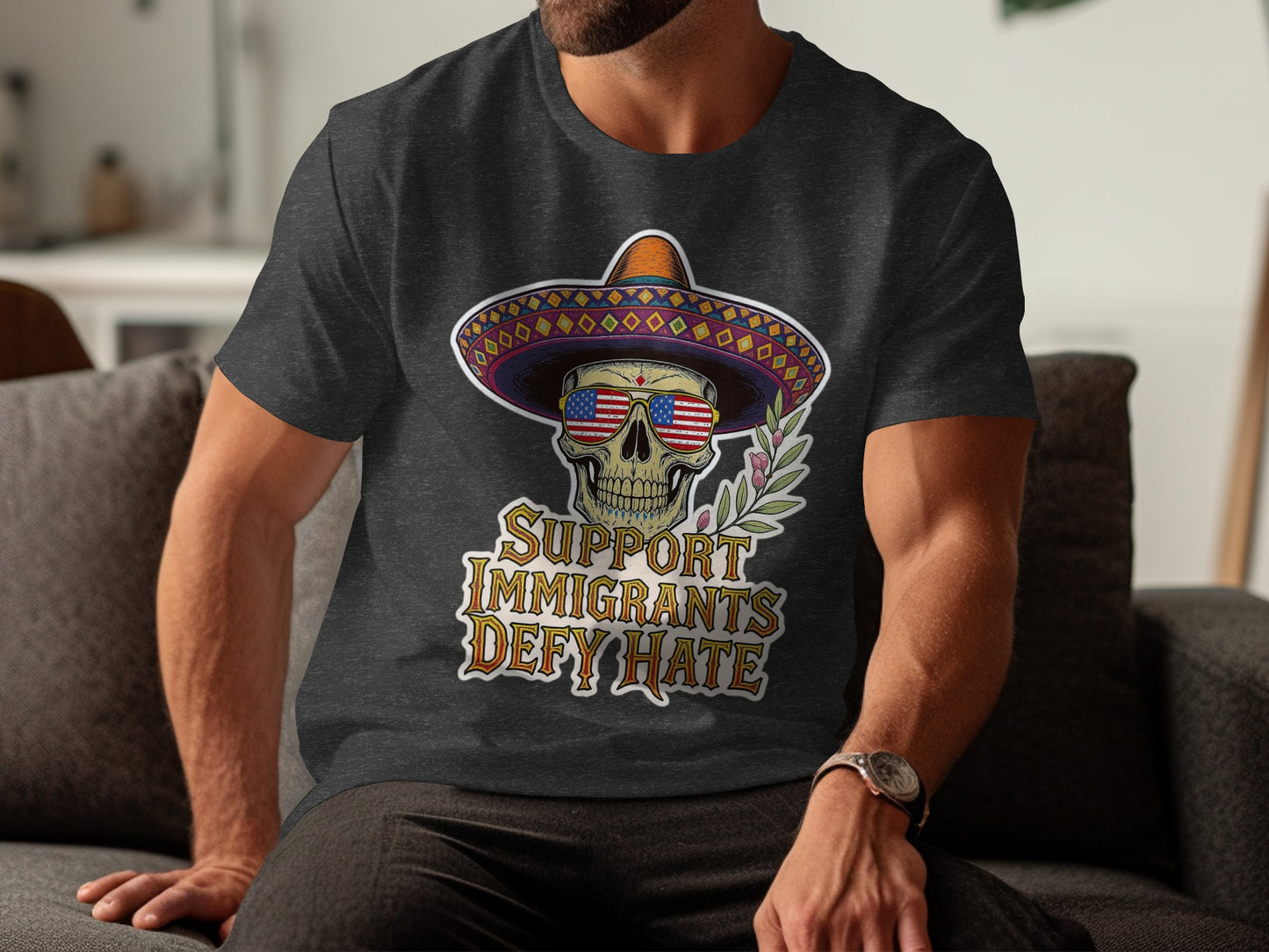 Support Immigrants Defy Hate Graphic T-shirt product type