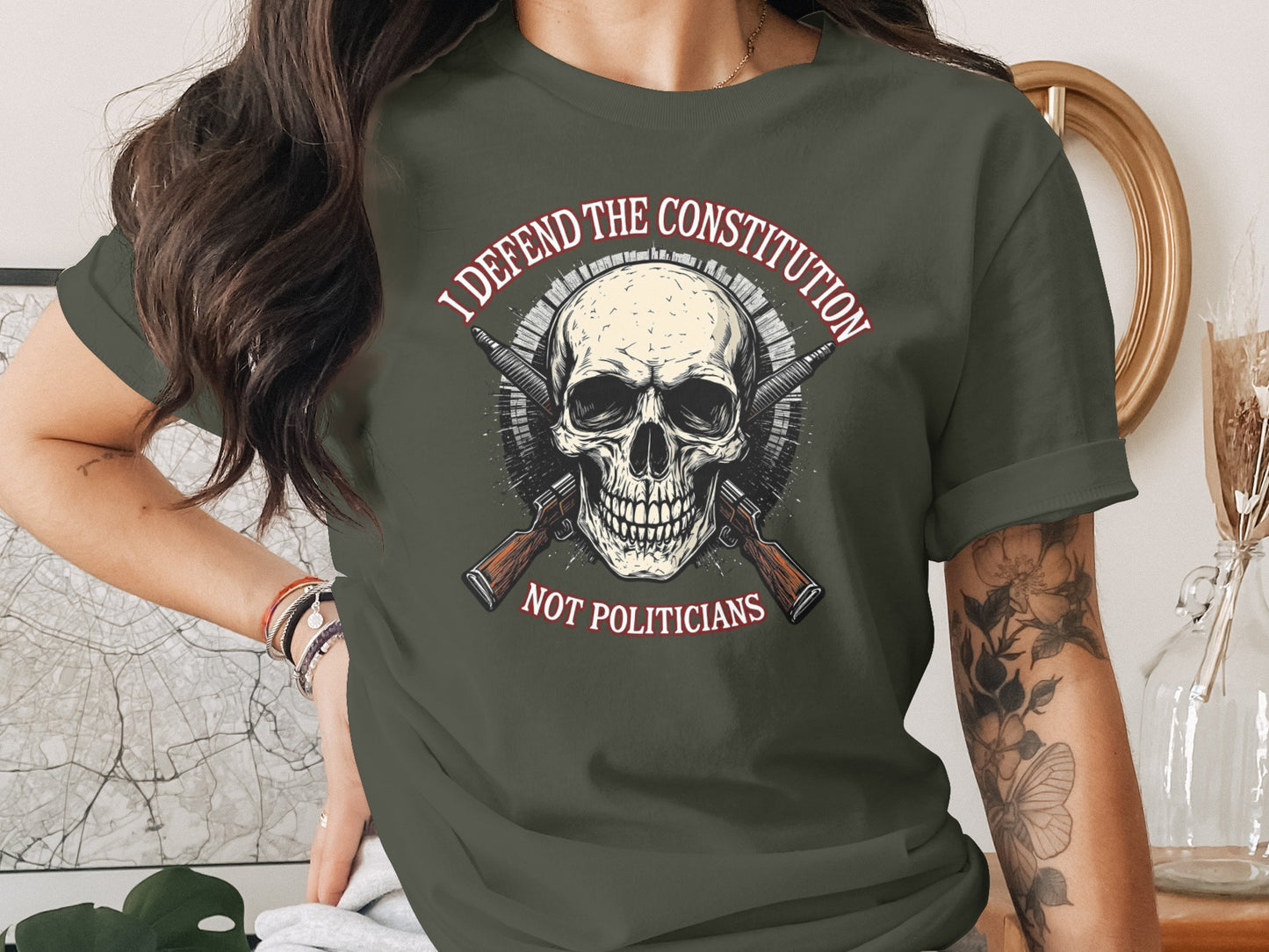 I Defend The Constitution Not Politicians Skull Shirt