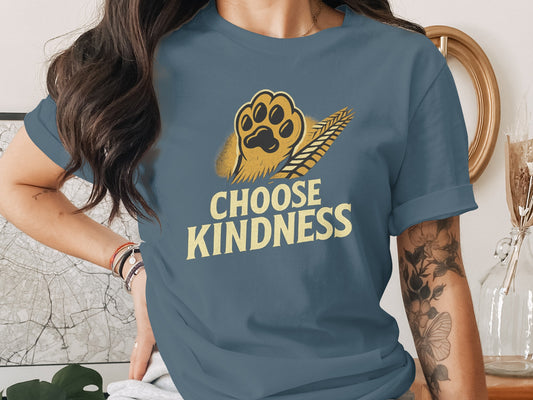 Choose Kindness Paw Print Design Graphic Tee
