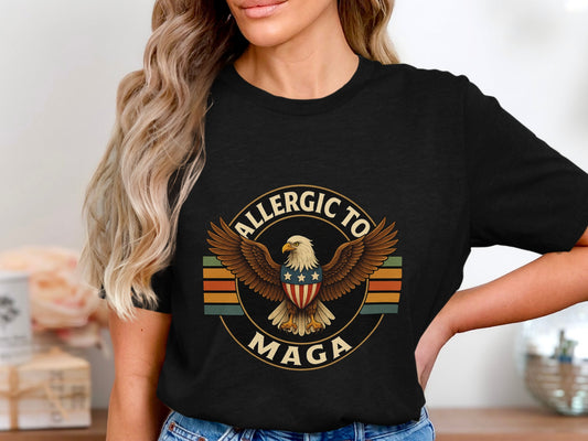 Allergic To MAGA Funny Statement Graphic T-shirt product