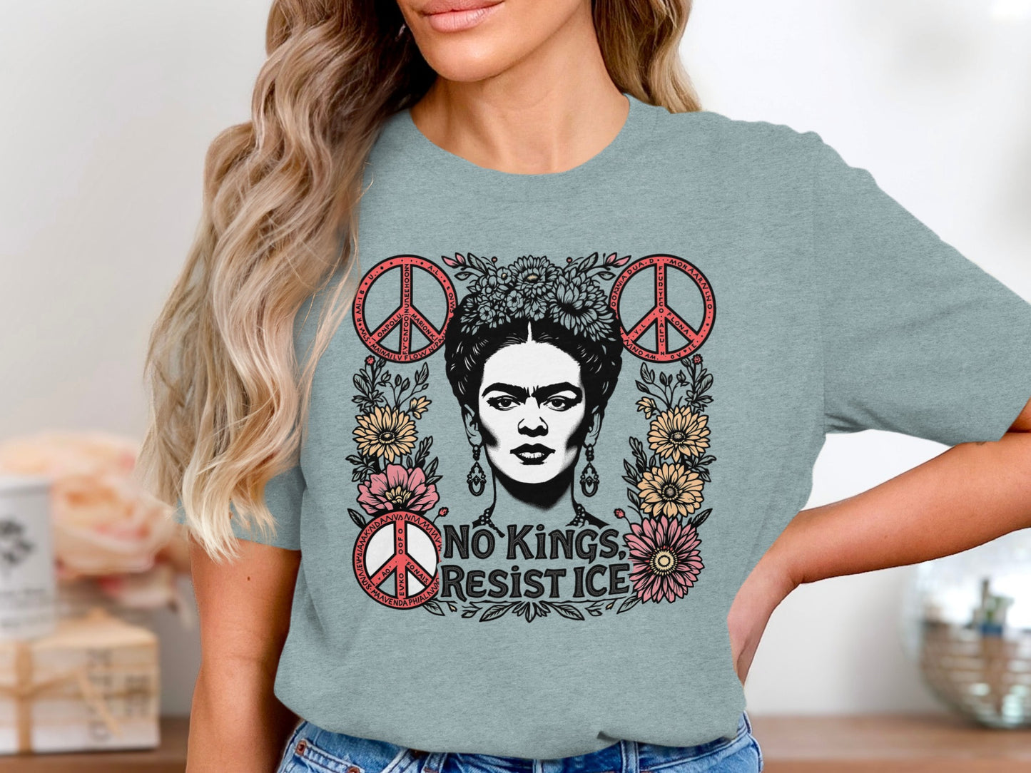 No Kings Resist Ice Peace Signs Graphic T-shirt product