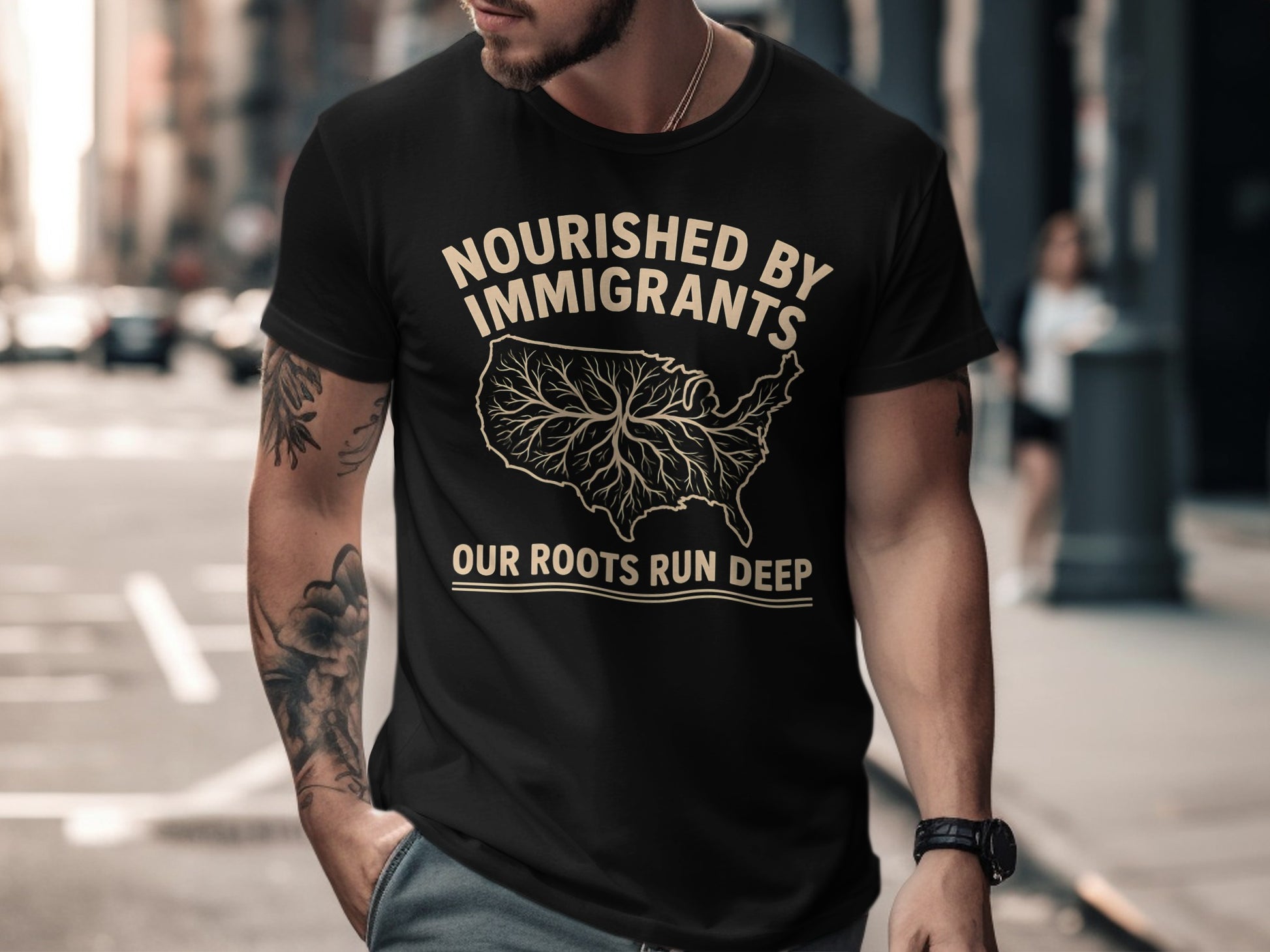 Nourished by Immigrants Roots Run Deep T-shirt product