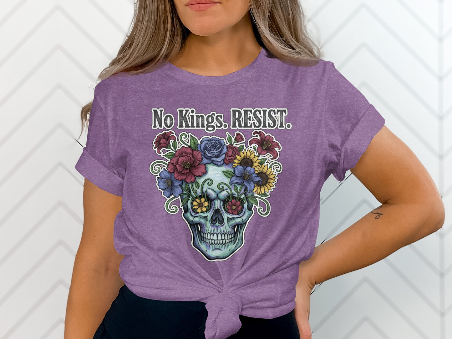 No Kings Resist Skull Flower Graphic Tee product