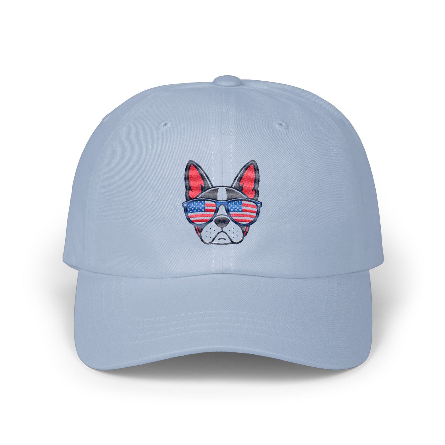 Patriotic Sunglasses Dog Embroidery Light Blue Hat product