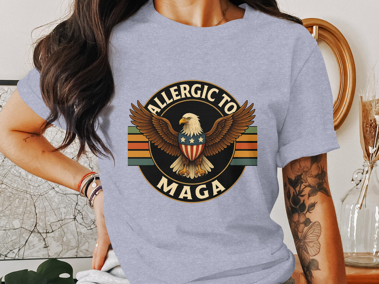 Allergic To MAGA Eagle Graphic Statement Shirt product type