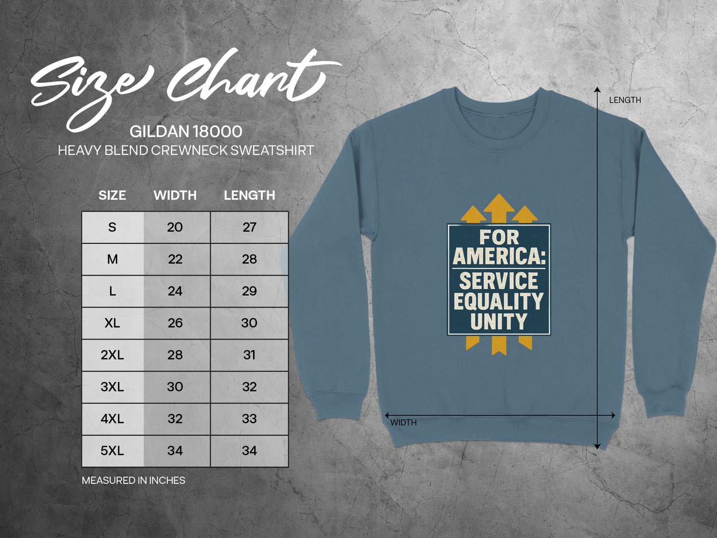 For America Service Equality Unity crewneck sweatshirt product type