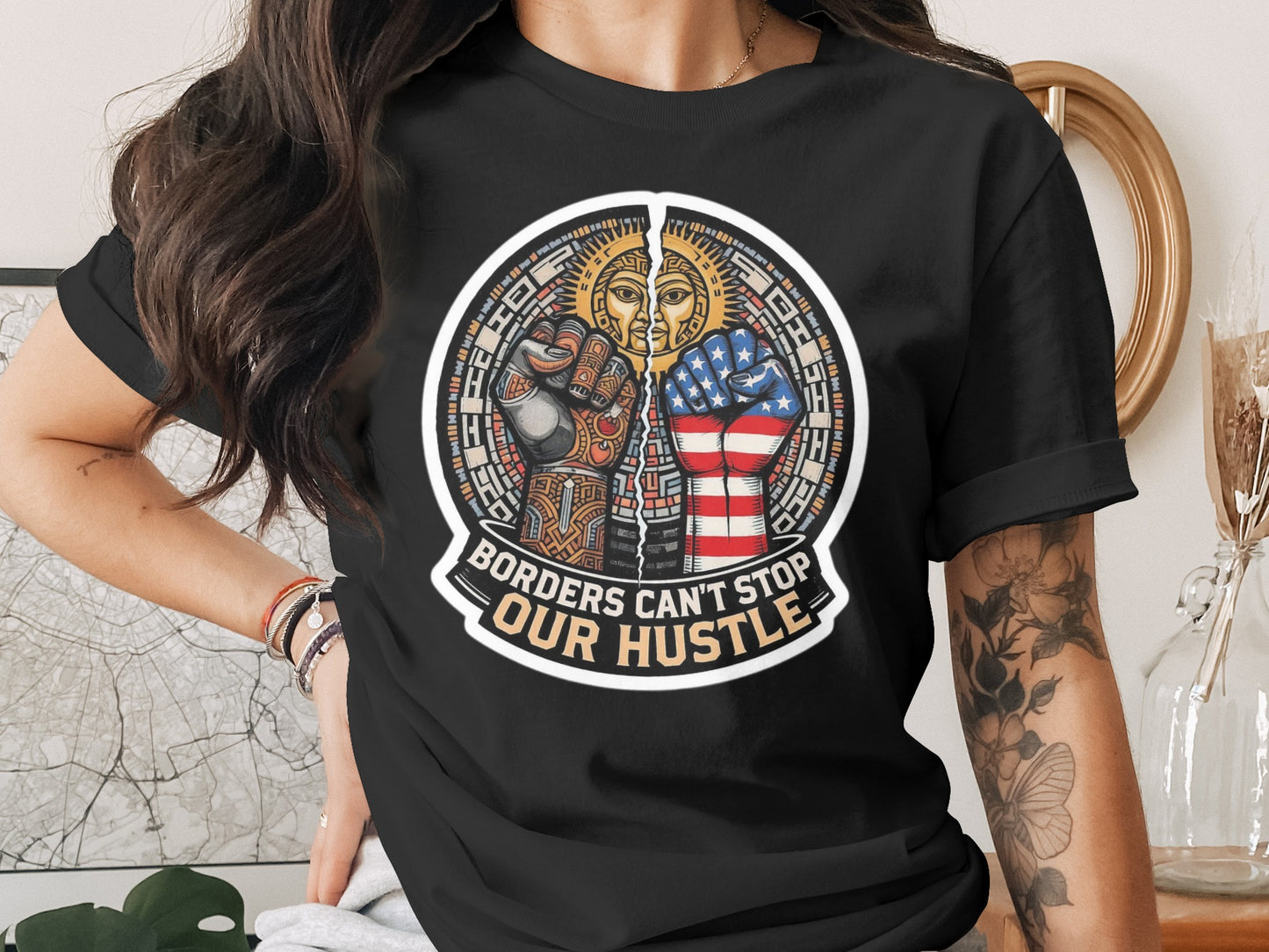 Borders Can't Stop Our Hustle Statement Shirt product