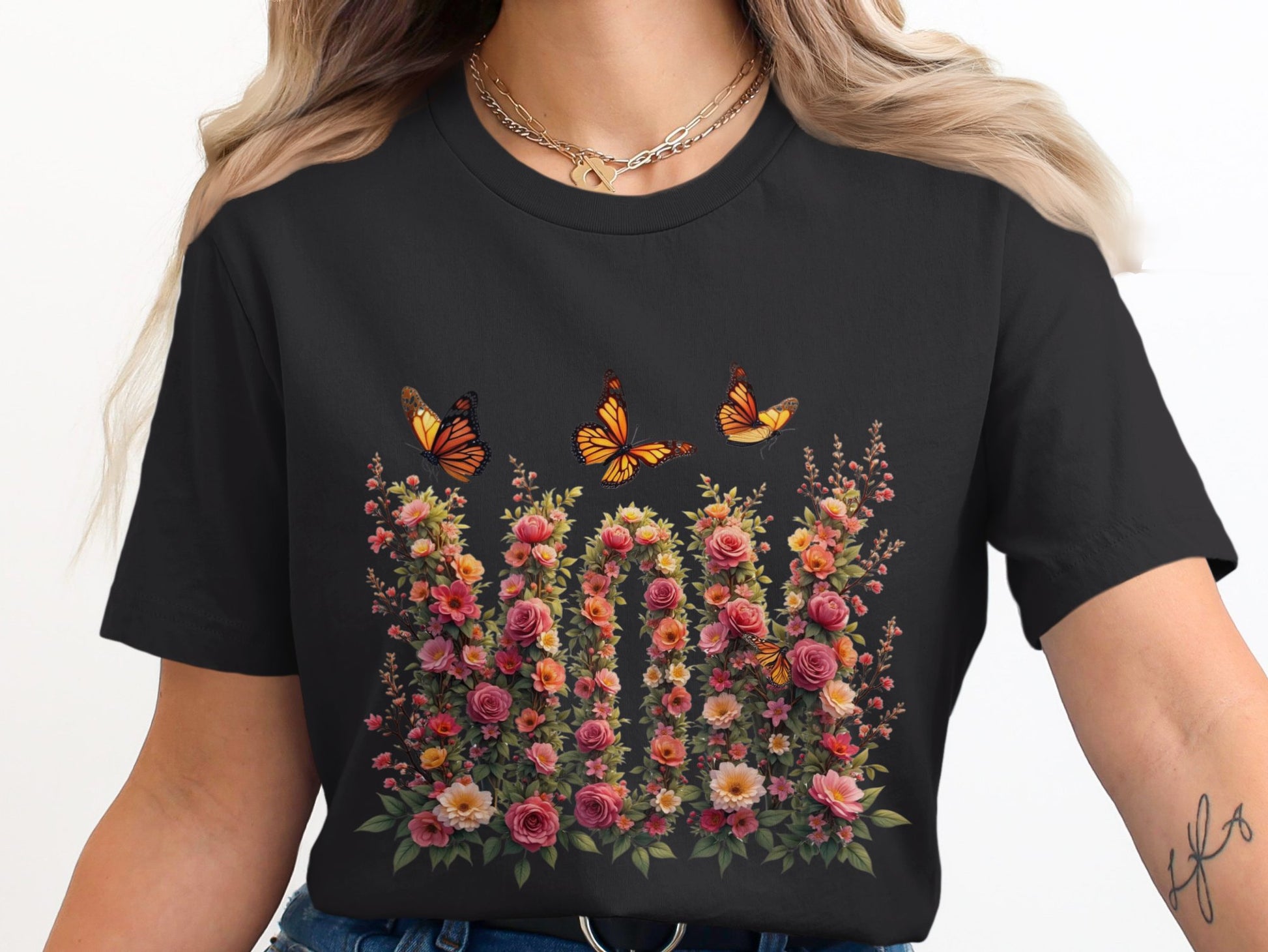 Beautiful Floral Butterfly Design Graphic Tee product