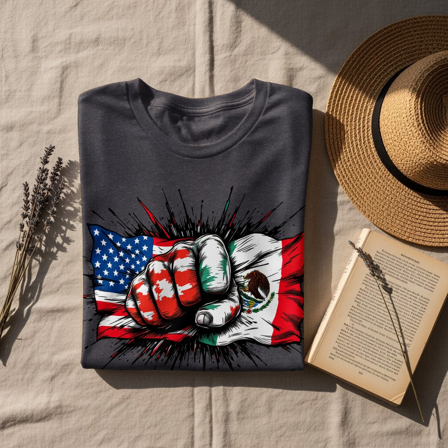 American and Mexican Flag Fist Print Shirt product