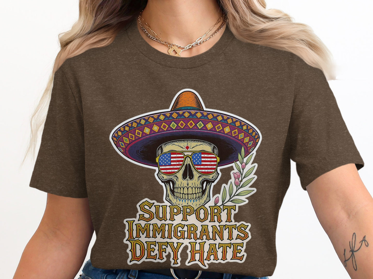 Support Immigrants Defy Hate Graphic T-shirt product type