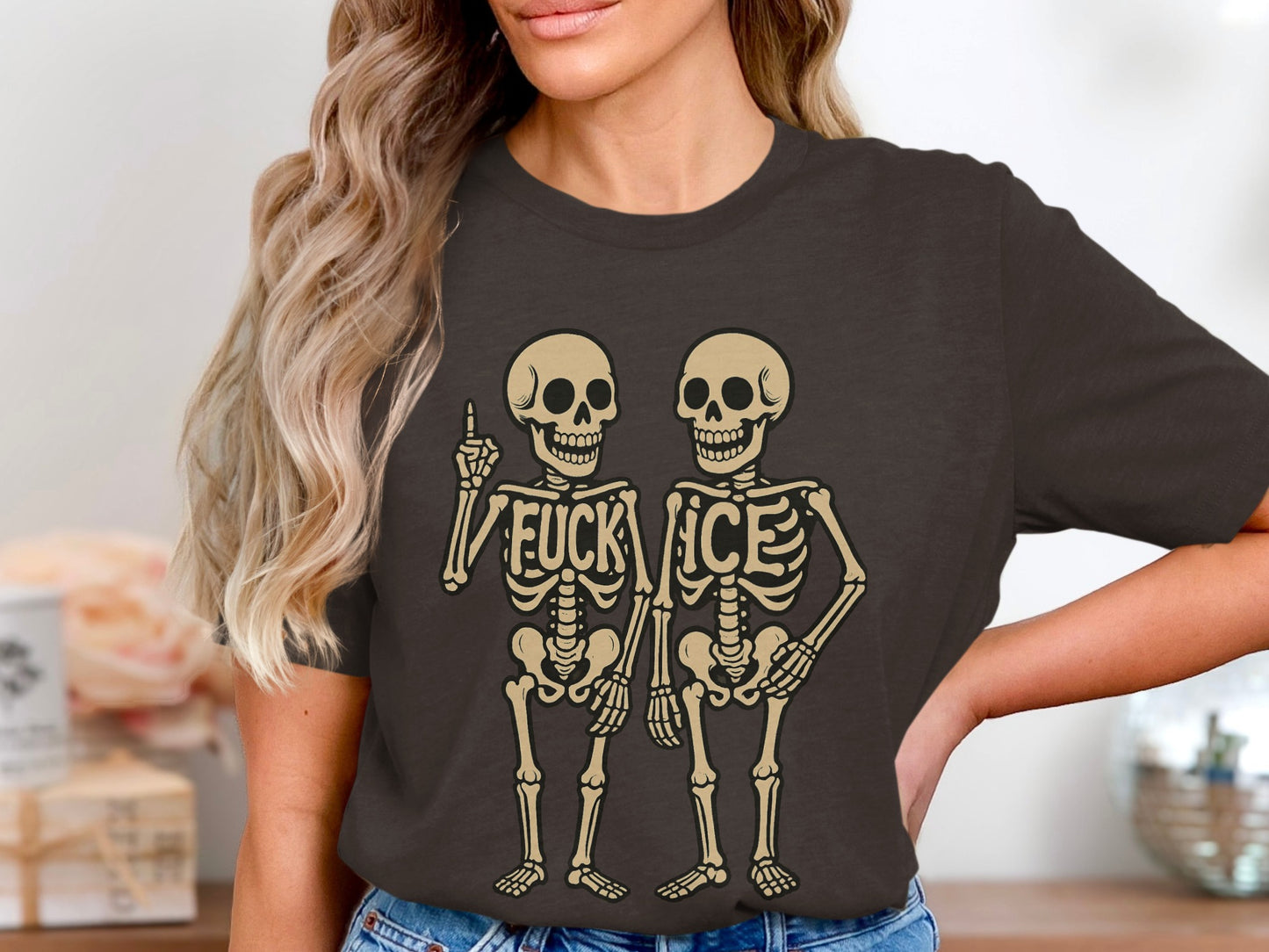 Vintage Skeleton Graphic Print Dark T-Shirt product