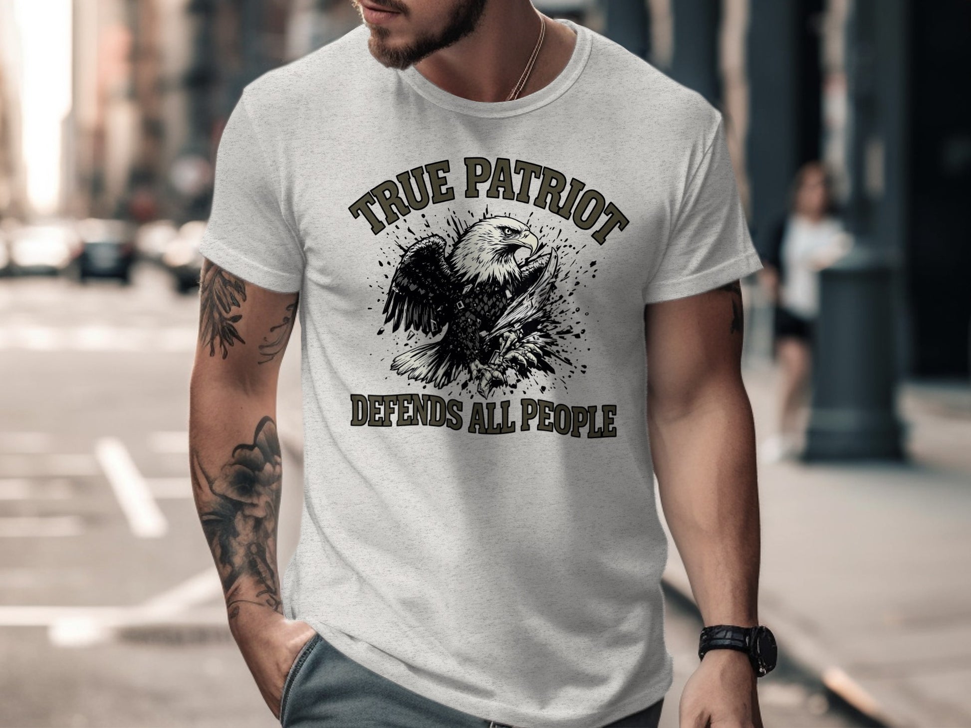 True Patriot Defends All People Graphic T-Shirt