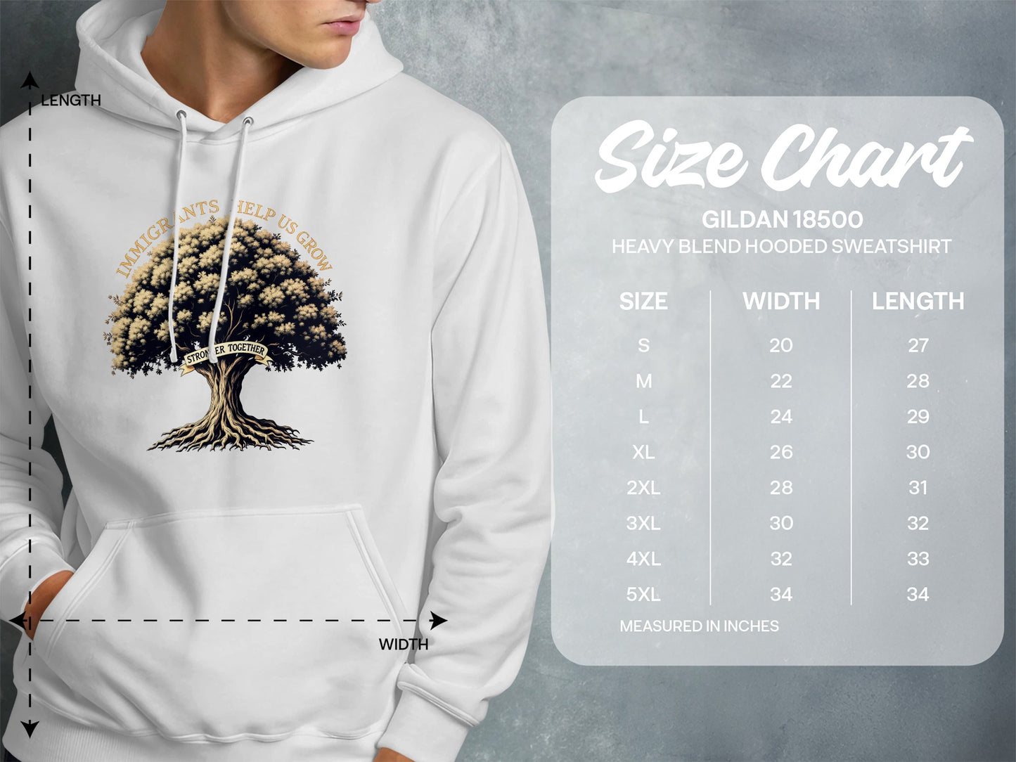 Immigrants Help Us Grow Tree Print Hooded Sweatshirt product type