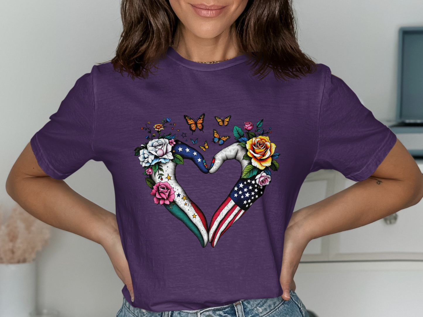 Heart Shaped Flags with Flowers Design Shirt product type