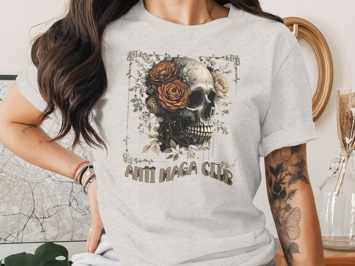 Anti Magic Club Skull Floral Design T-shirt product