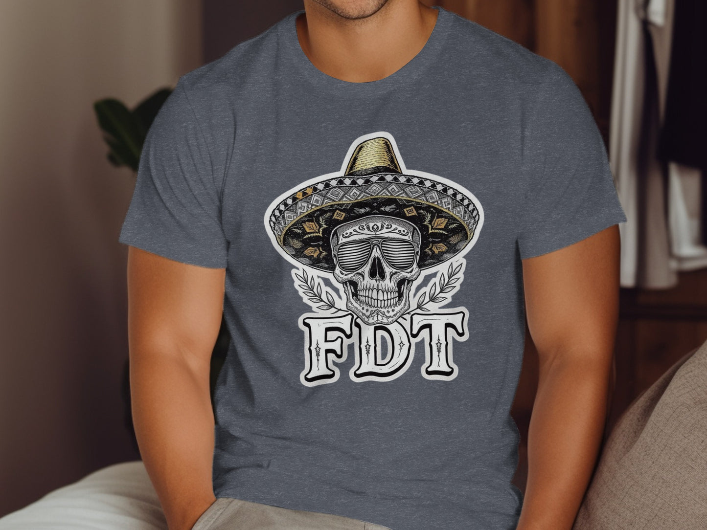 Skull in Sombrero Graphic Men's T-Shirt FDT product