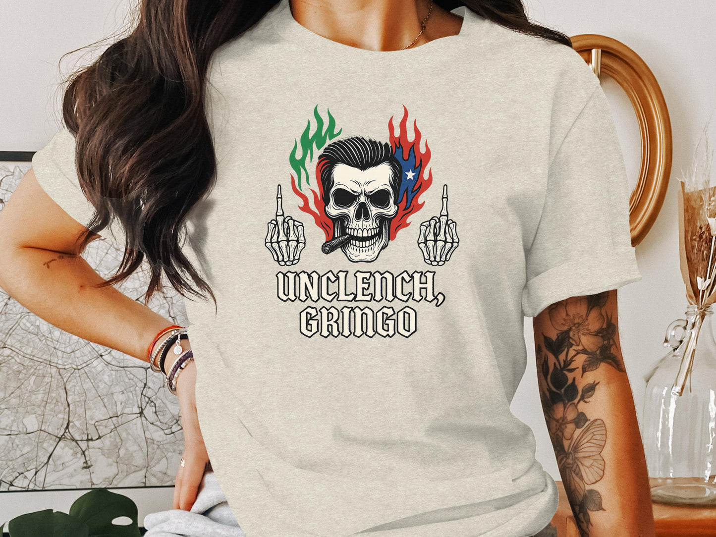 Unclench Gringo Skull Artwork Graphic Tee product type