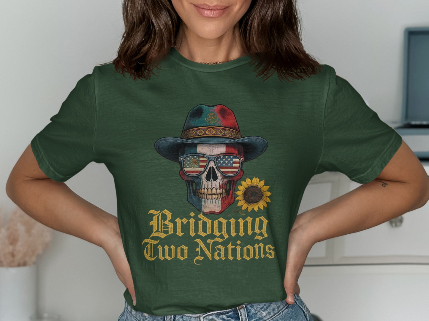 Bridging Two Nations Skull Design T-Shirt product
