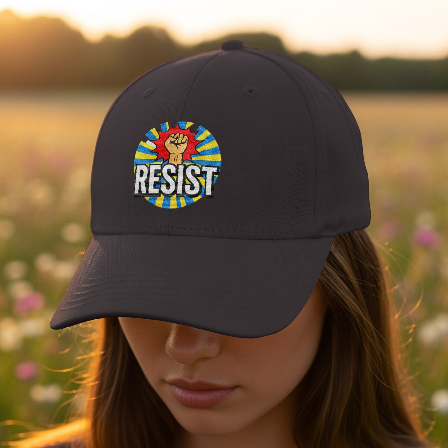 Embroidered Resist Design Black Adjustable Cap product