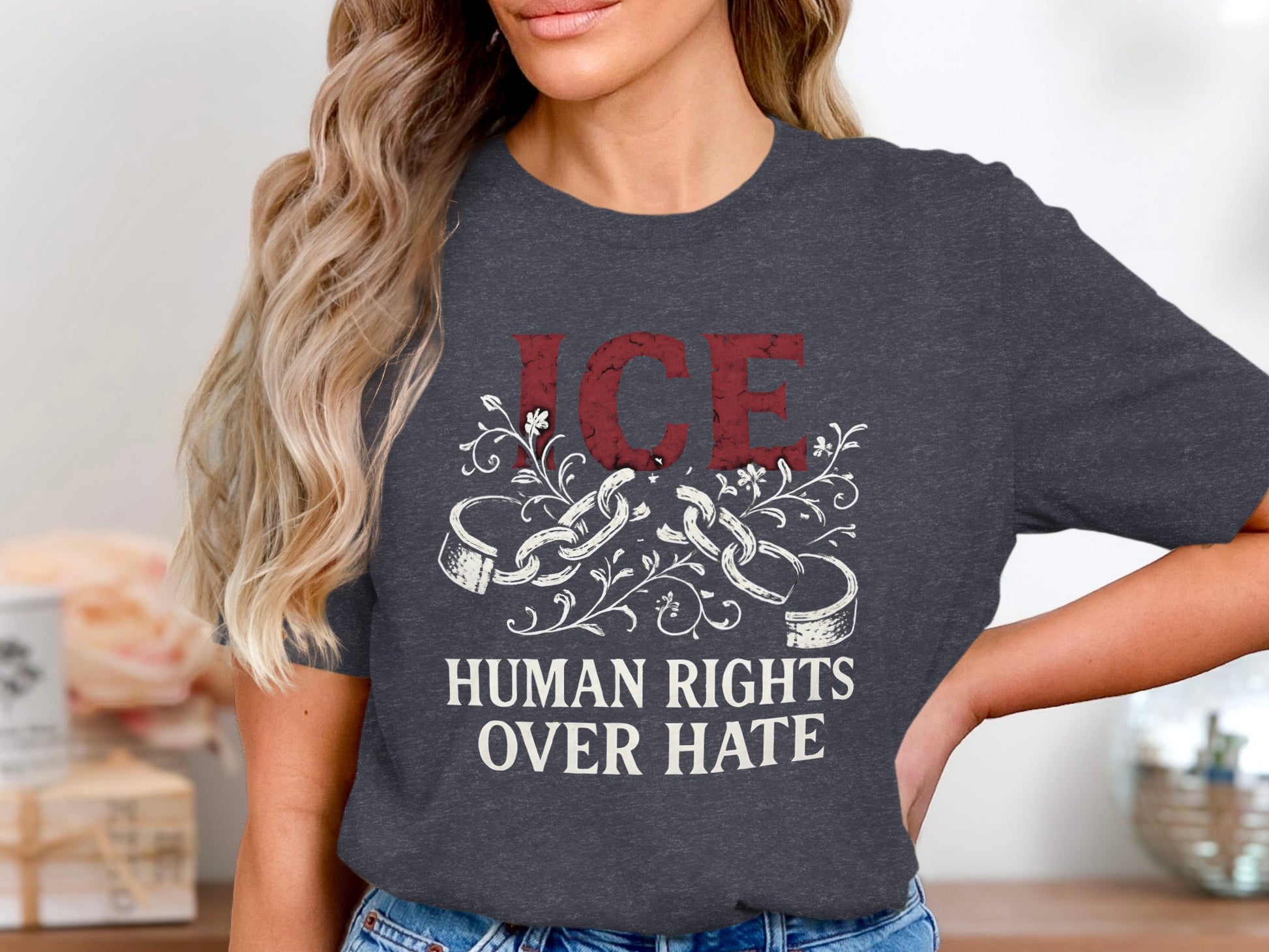 ICE Human Rights Over Hate Graphic T-shirt product