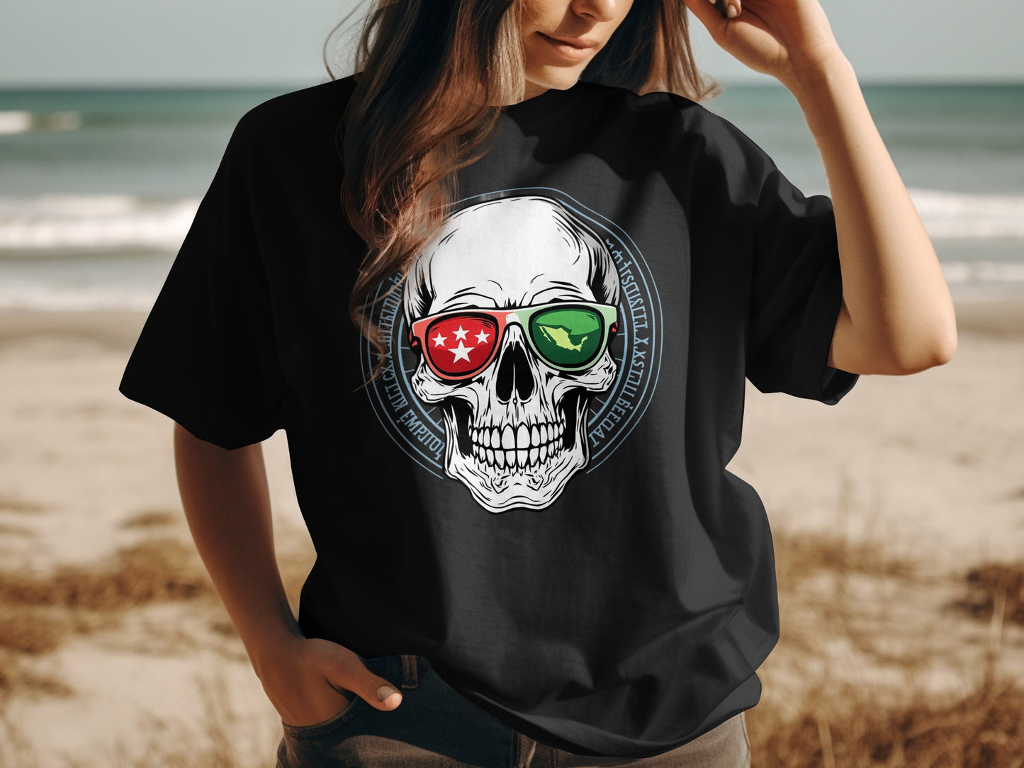 Stylish Skull with Sunglasses Design T-shirt product type